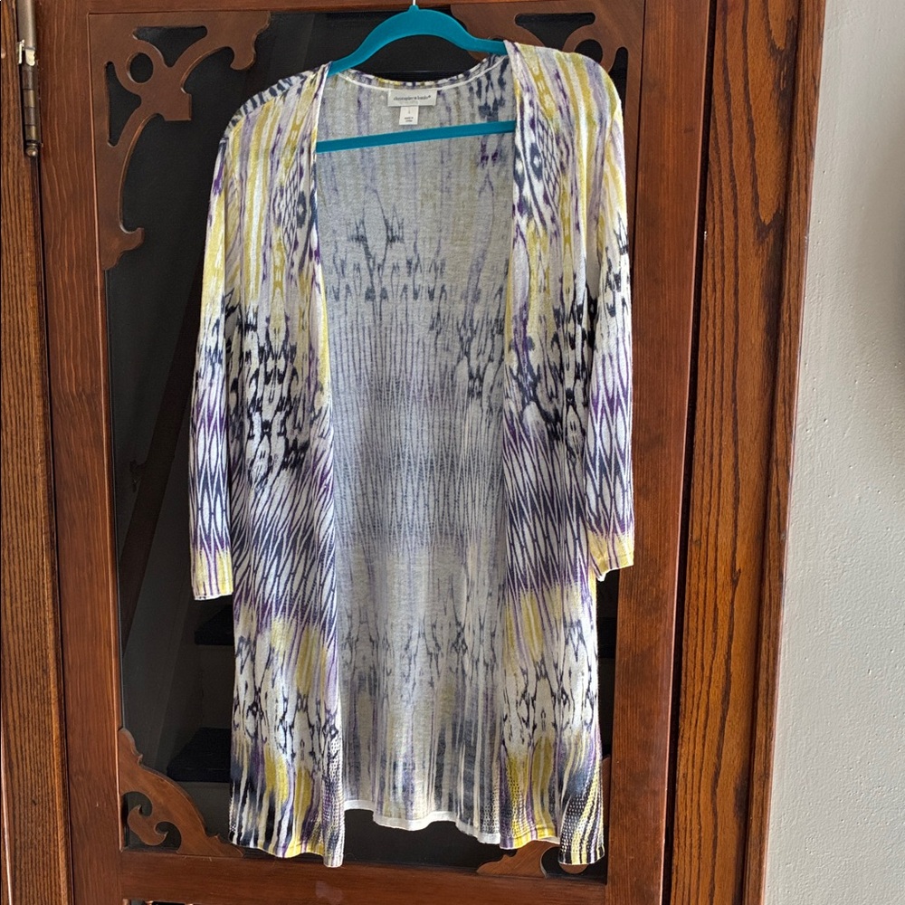 Christopher & Banks Multicolor Open Front Cardigan